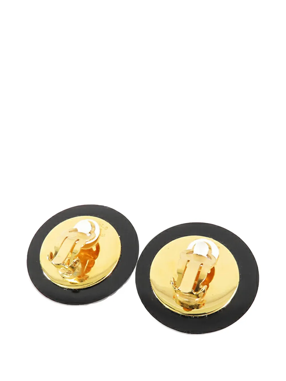 CHANEL Pre-Owned 1980-1990 Resin Quilted CC Button Clip On Earrings costume earrings | Image 2