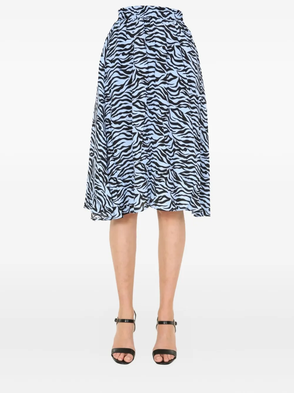 Jovonna Zebra-print Midi Skirt In Blue