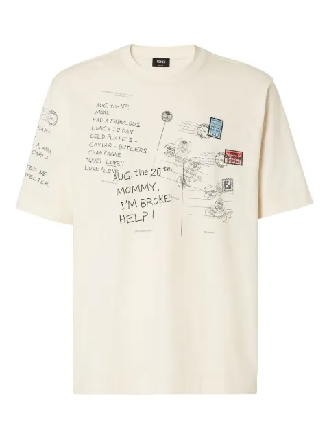 FENDI postcard print cotton T-shirt