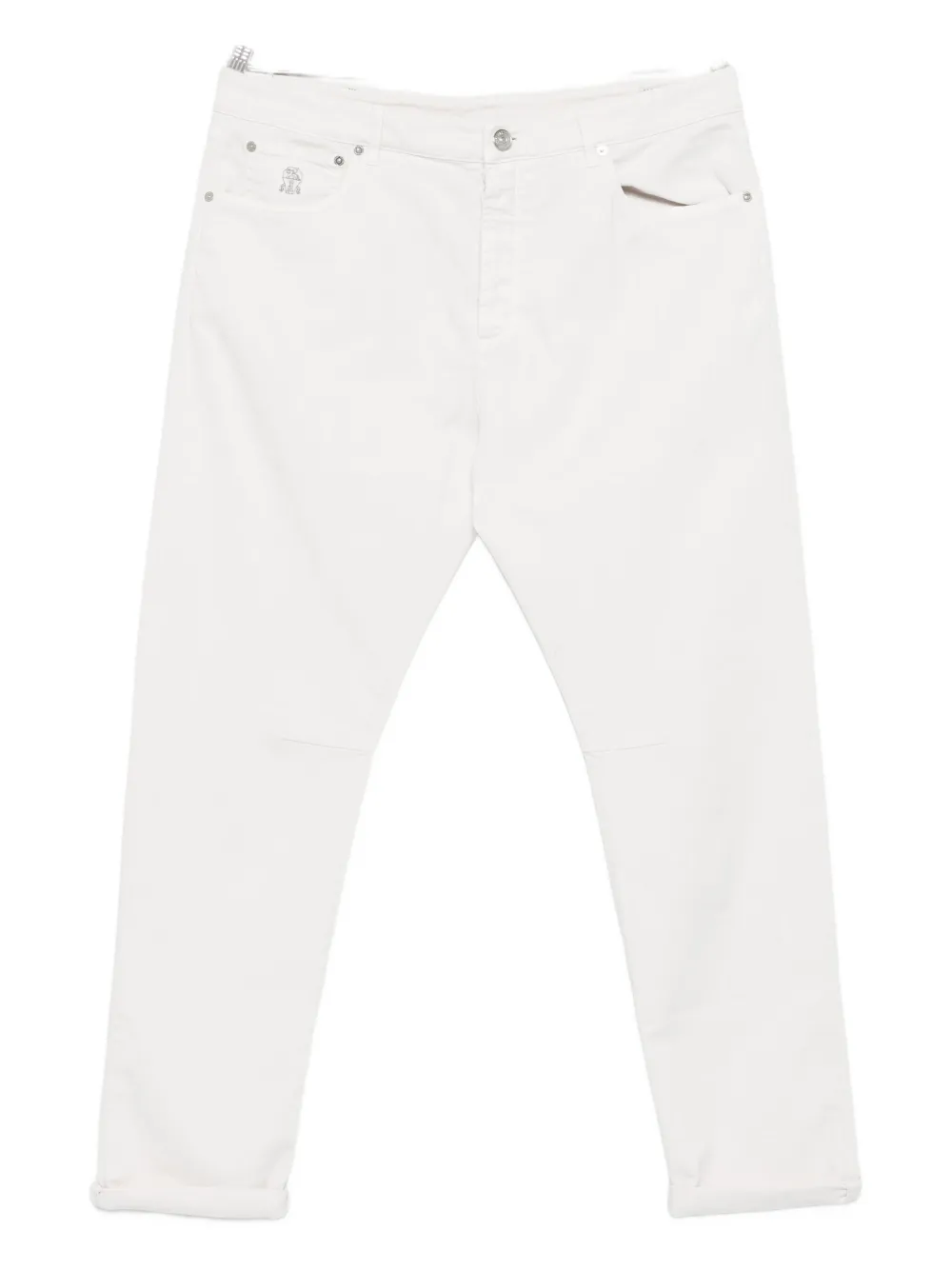 Brunello Cucinelli Logo-plaque Five-pocket Denim Pants In White