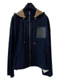 LOEWE hooded leather-patch jacket - Blue