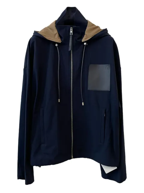 LOEWE hooded leather-patch jacket
