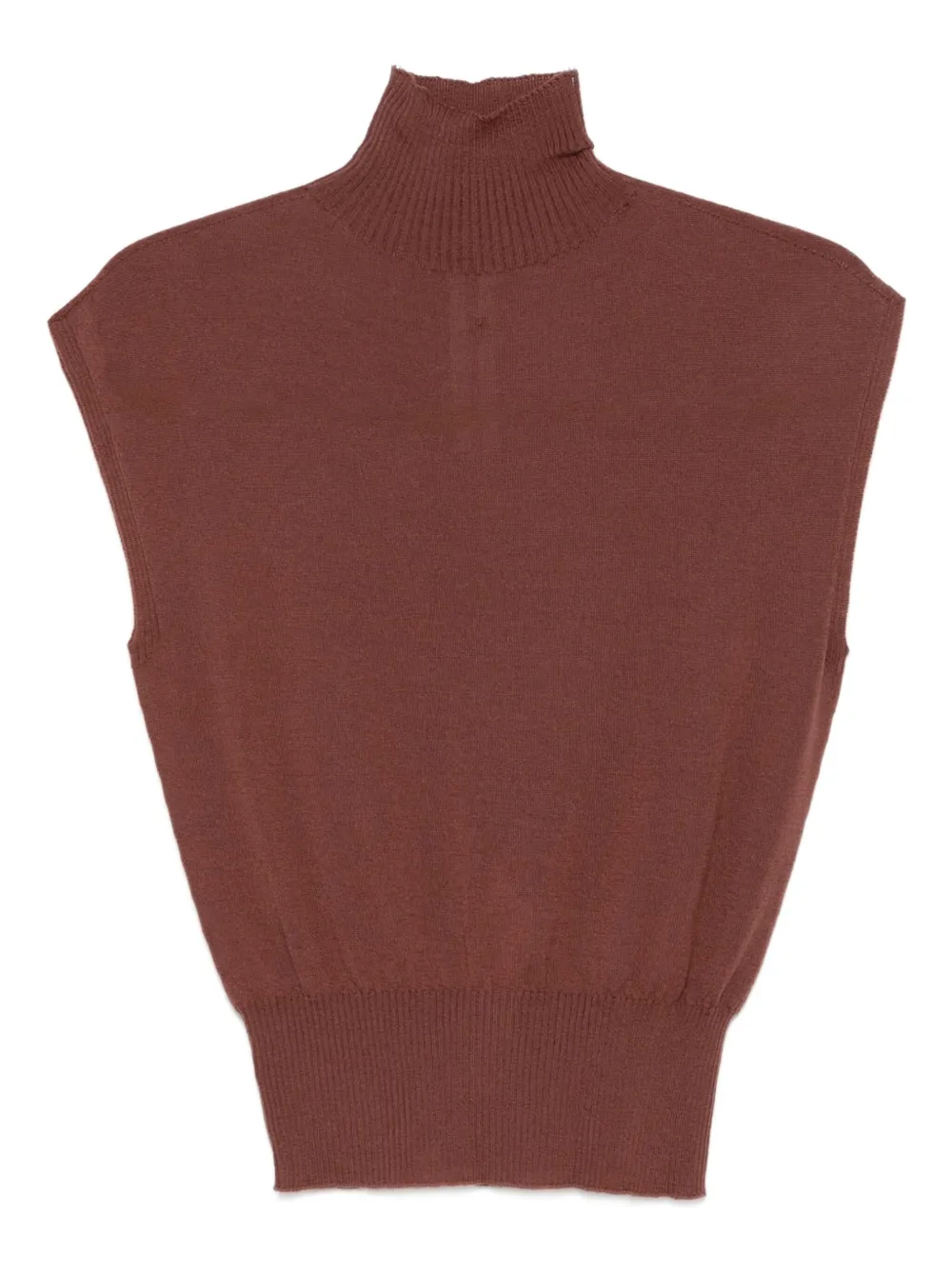 Rick Owens ribbed turtleneck top | Brown | Image 1