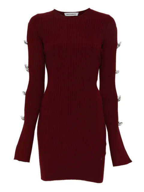 MACH & MACH bow-embellished ribbed dress