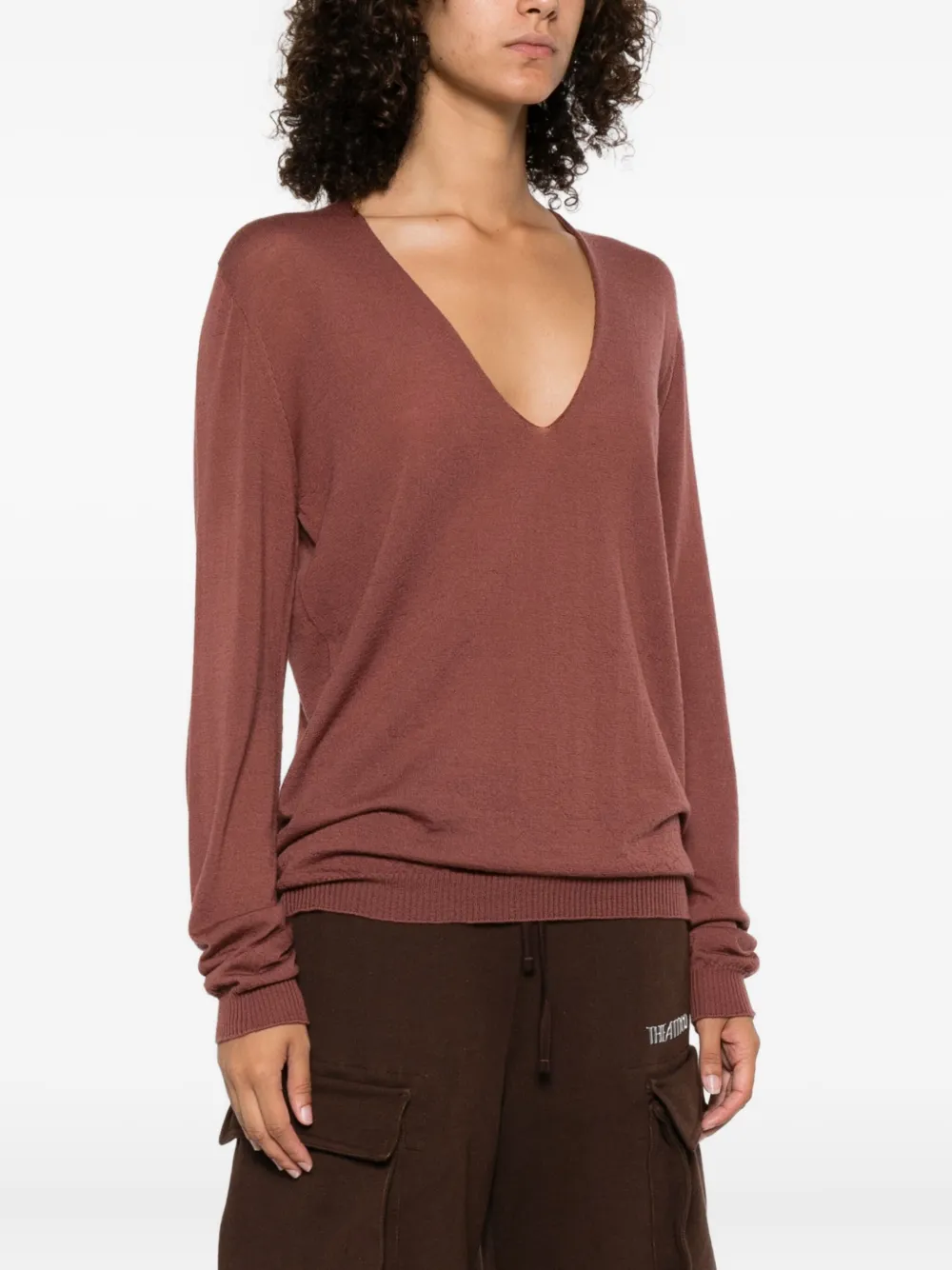 Rick Owens V-neck wool top Bruin
