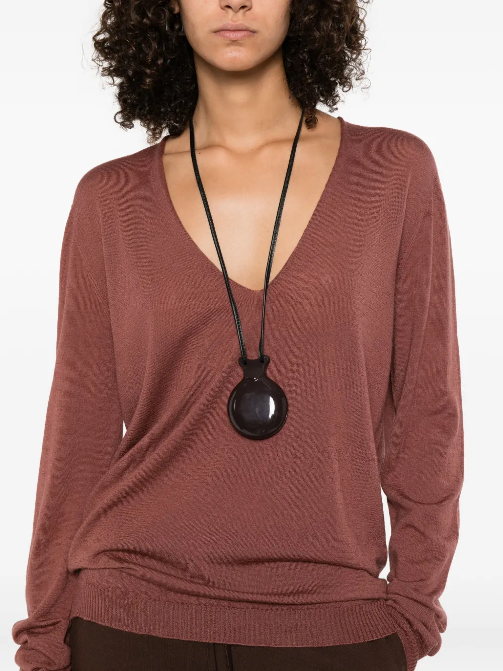 Rick Owens V-neck wool top Bruin
