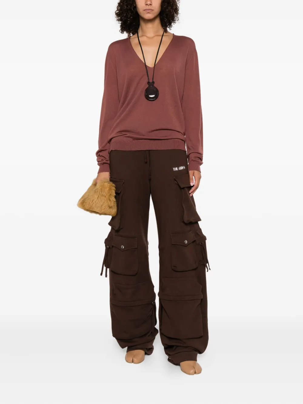 Rick Owens V-neck wool top Bruin