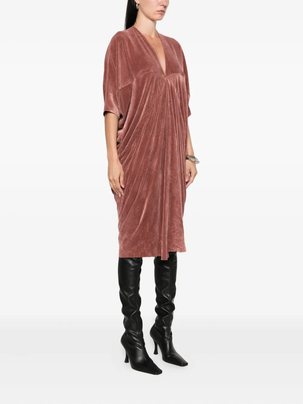Rick Owens Concordians Kite velvet midi dress Roze