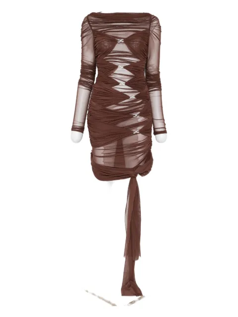 MACH & MACH vestido drapeado con apliques de cristal