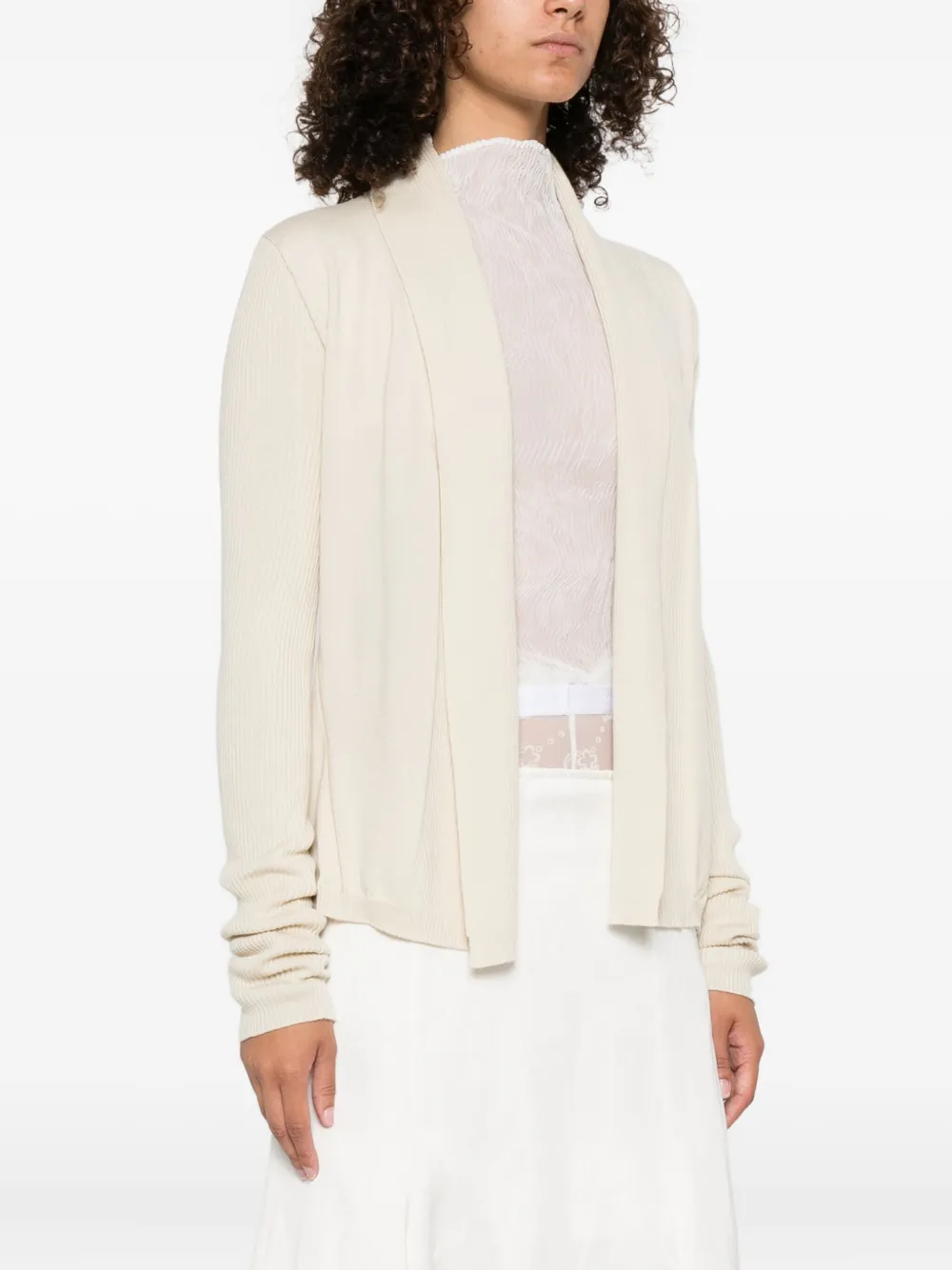 Rick Owens ribbed open-front cardigan Beige
