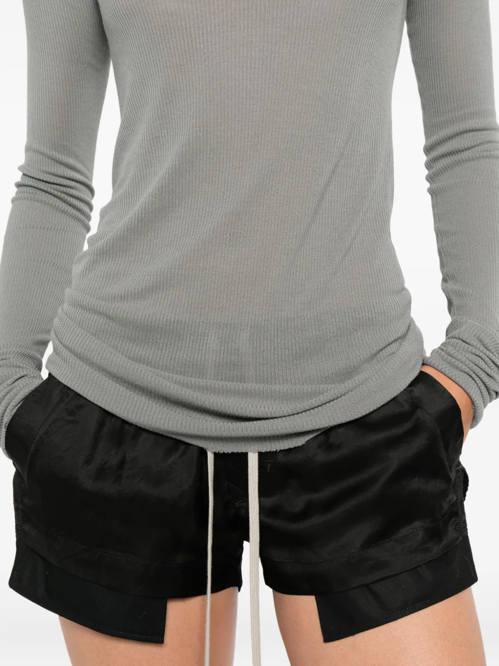 Rick Owens ribbed long-sleeve top Grijs