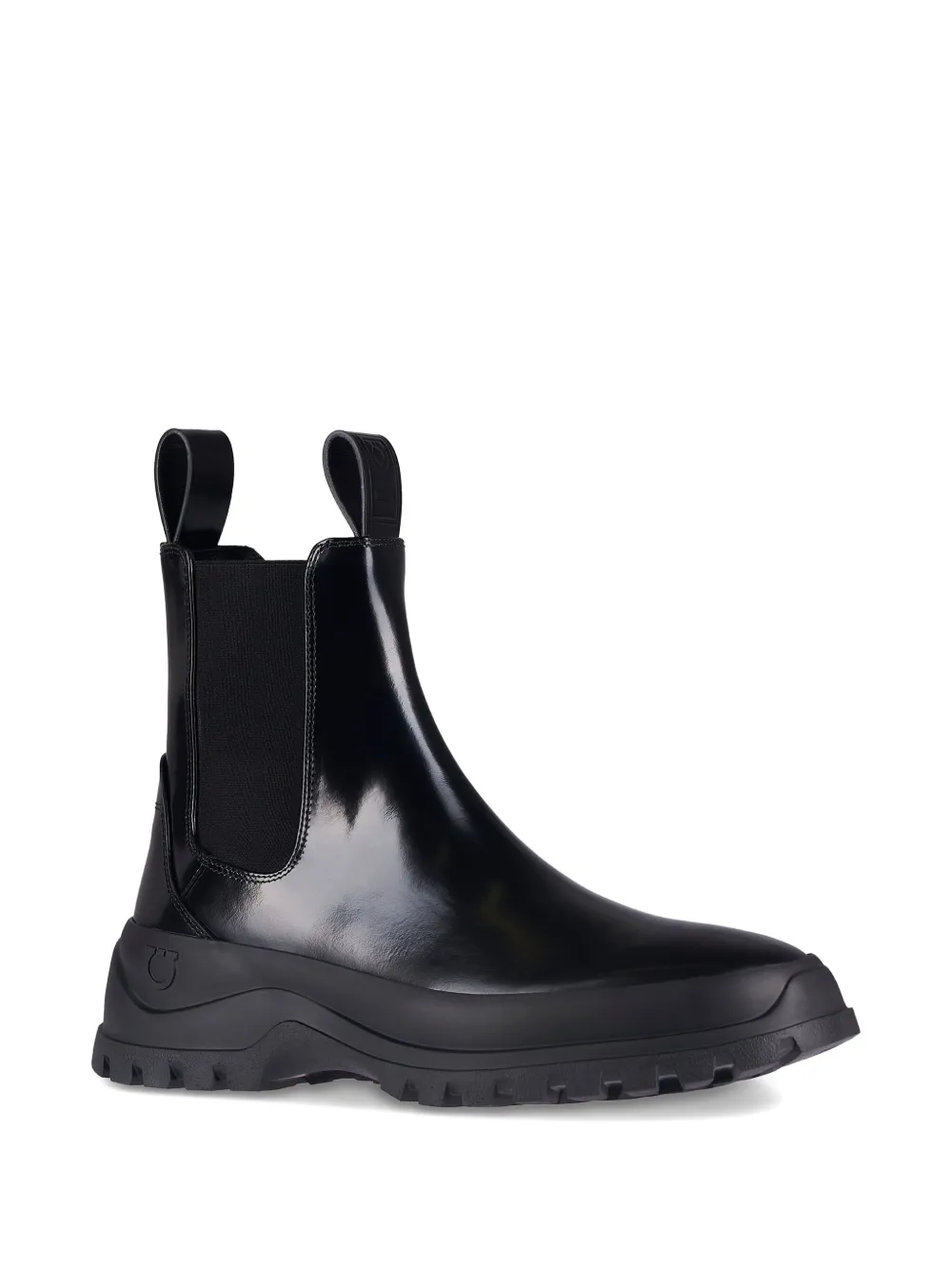 Ferragamo elastic-panel leather chelsea boots Black