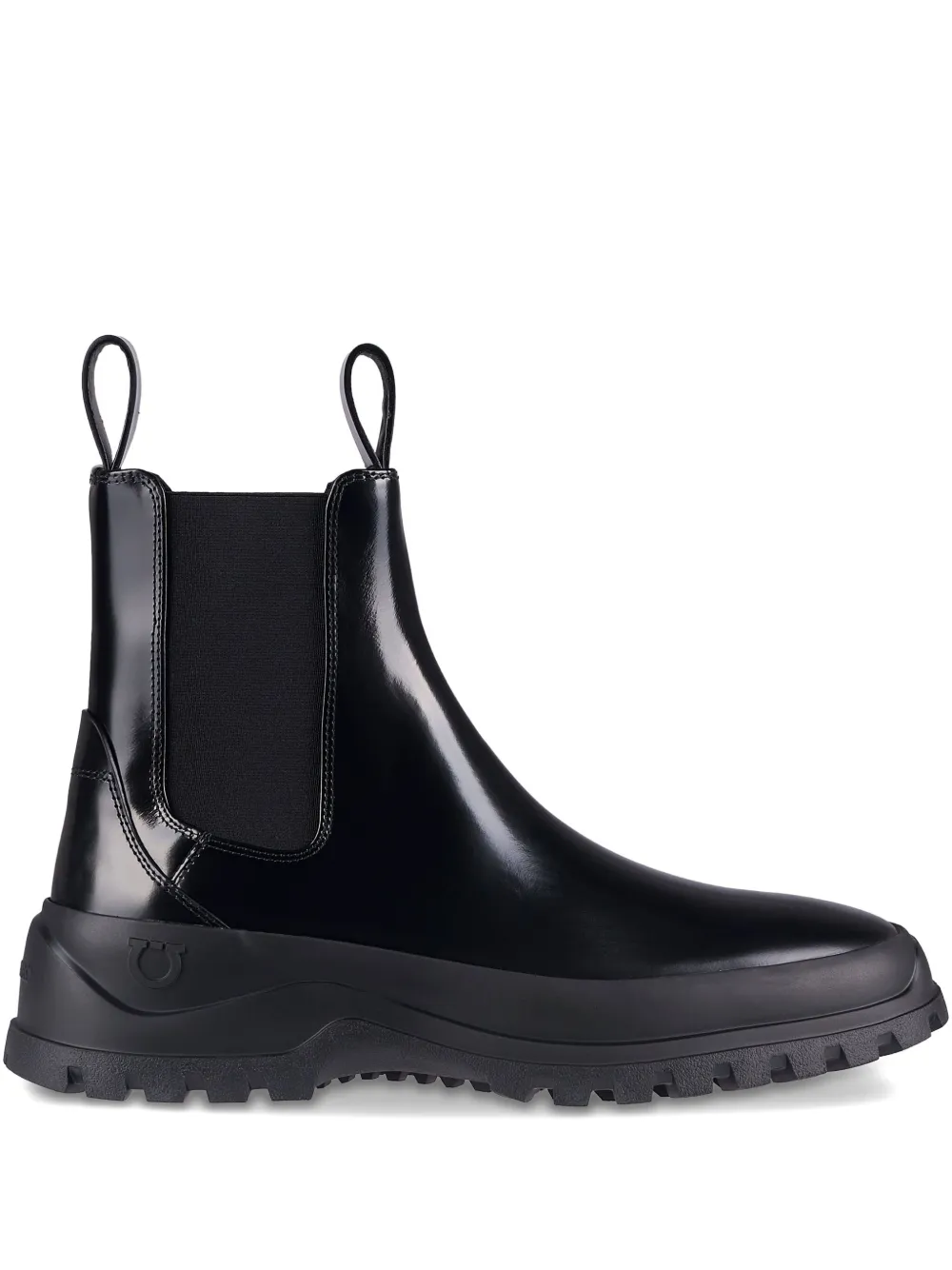 Ferragamo elastic-panel leather chelsea boots Black