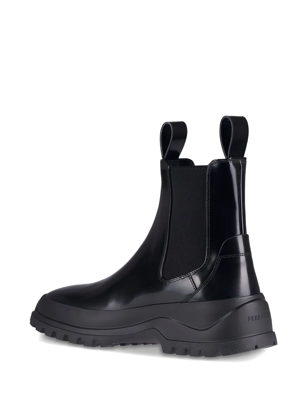 Ferragamo elastic-panel leather chelsea boots Black