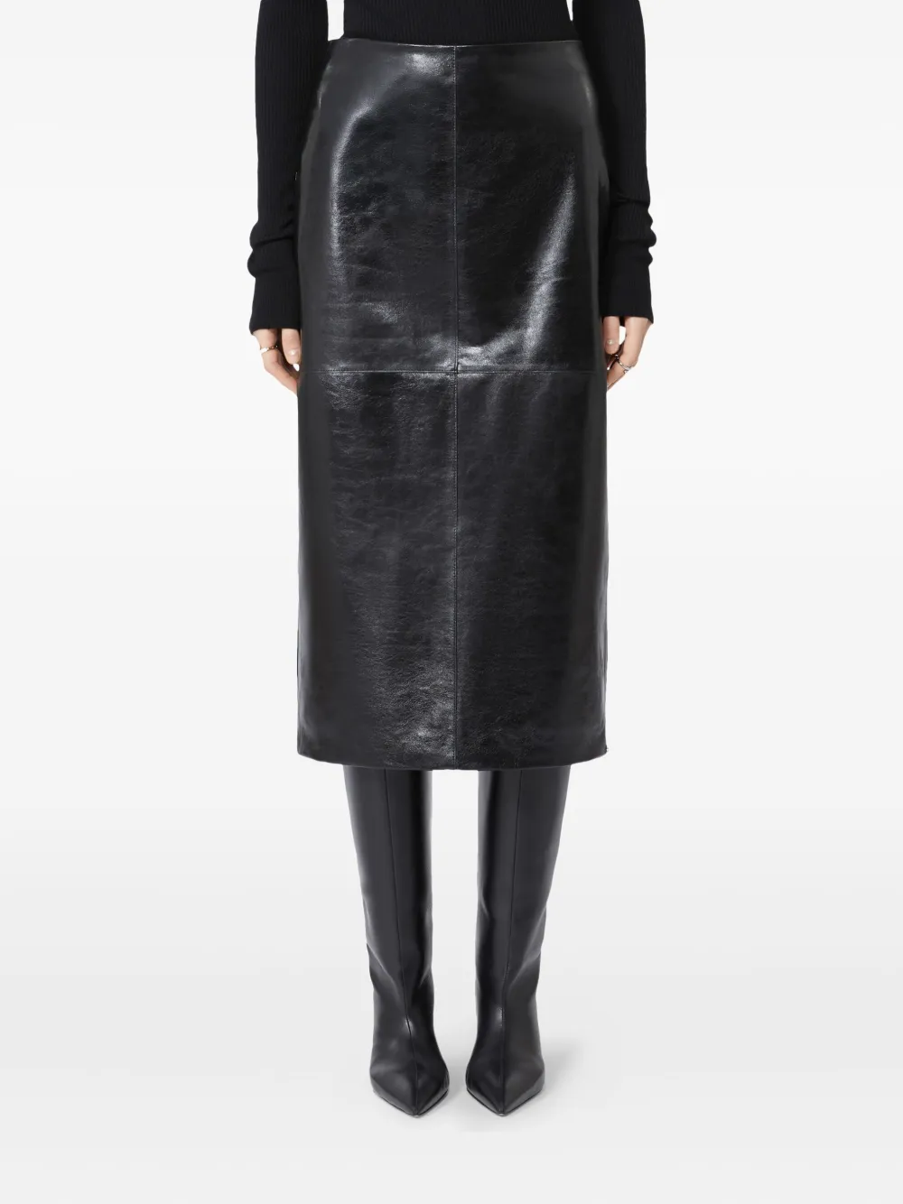 Max Mara Panelled Leather Skirt In Animal Print
