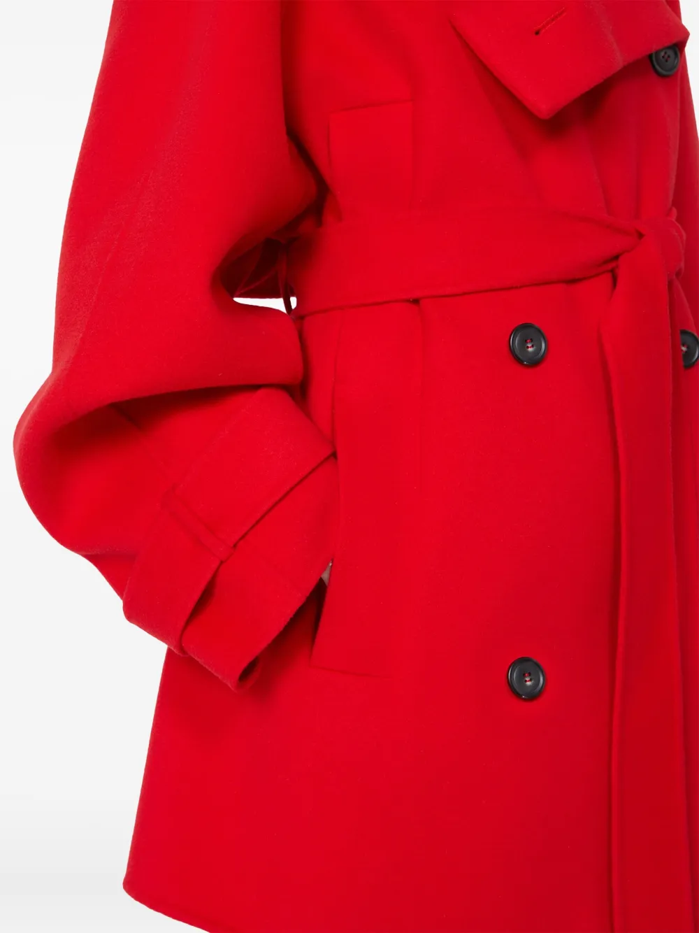 Max Mara Short Trench Coat In Wool In Red
