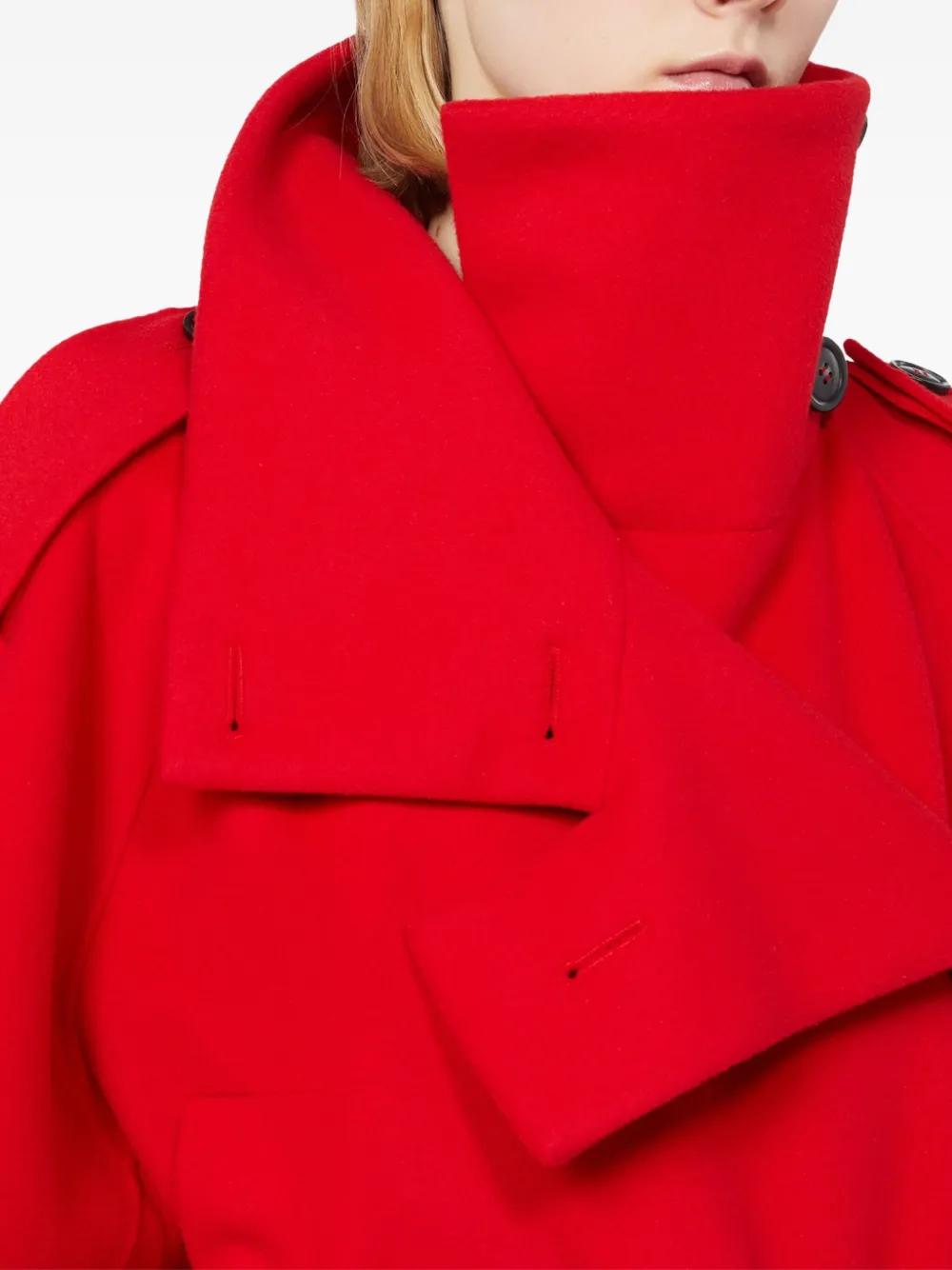 Max Mara Short Trench Coat In Wool In Red