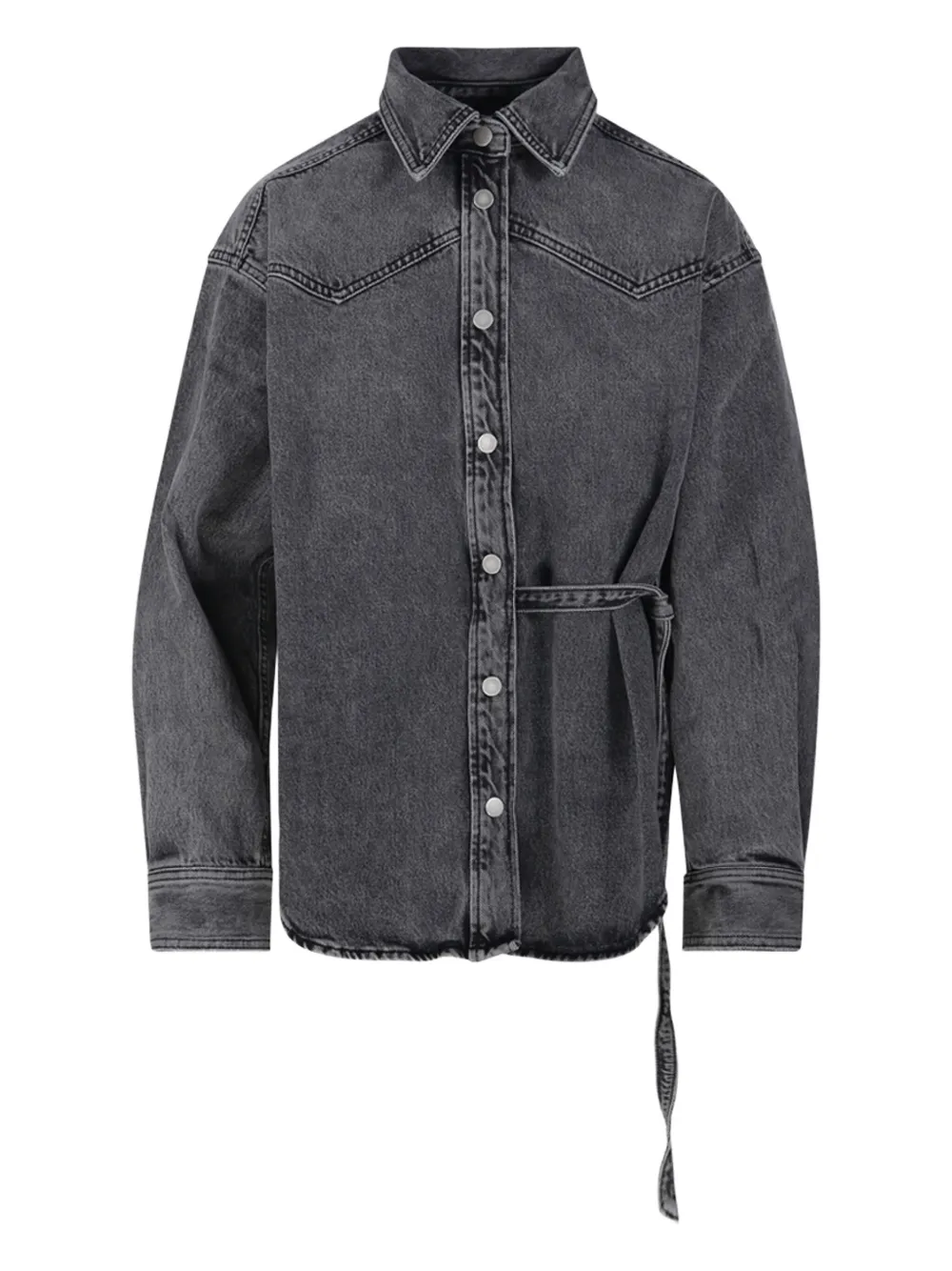 Haikure button-fastening tie-waist shirt | Grey | Image 1