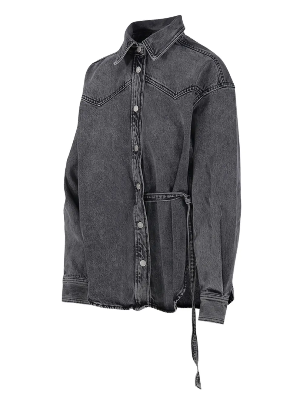 Haikure Blouse met knoopsluiting en gestrikte taille Grijs