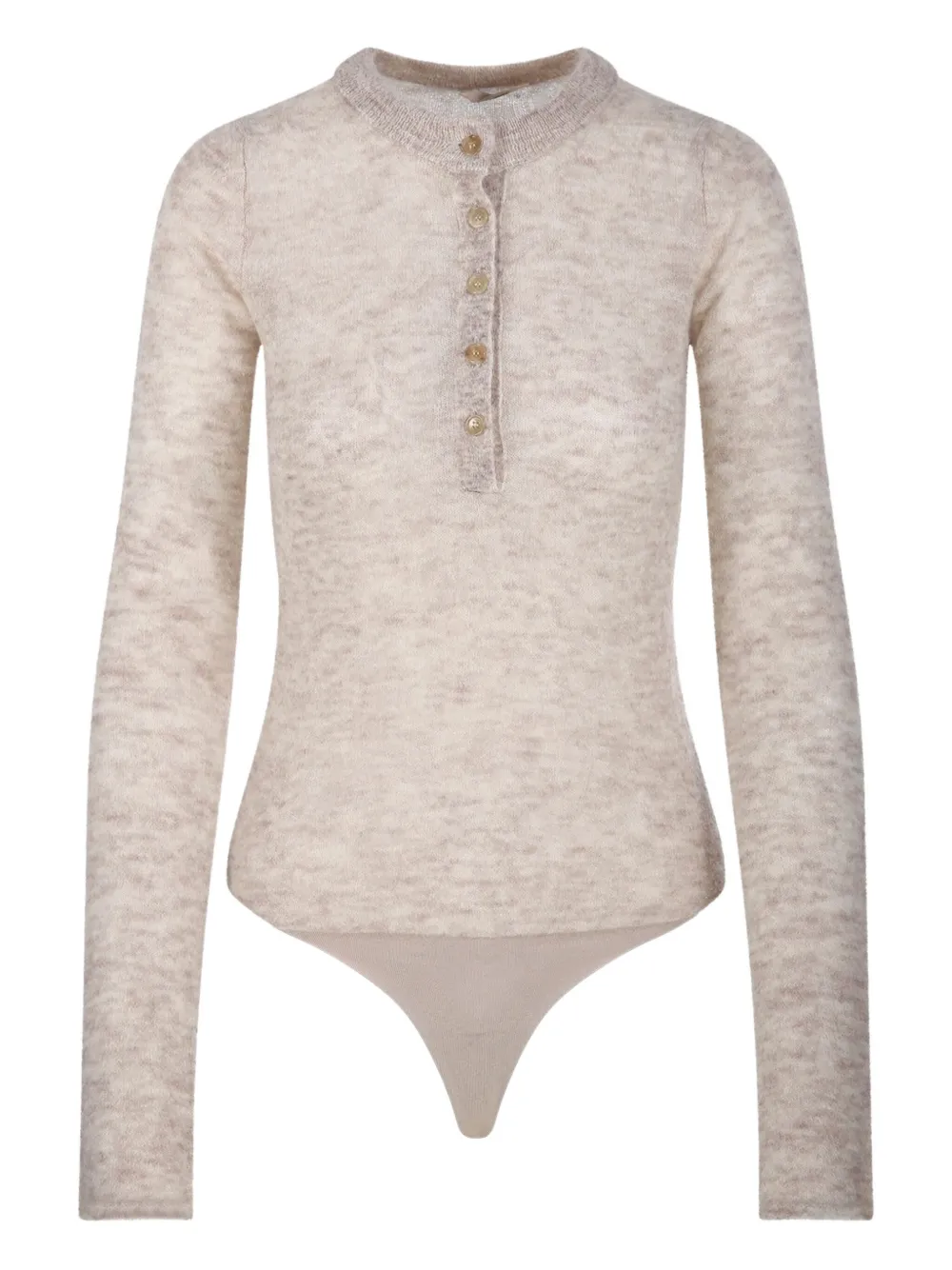 Haikure button-front long-sleeve bodysuit | Neutrals | Image 1