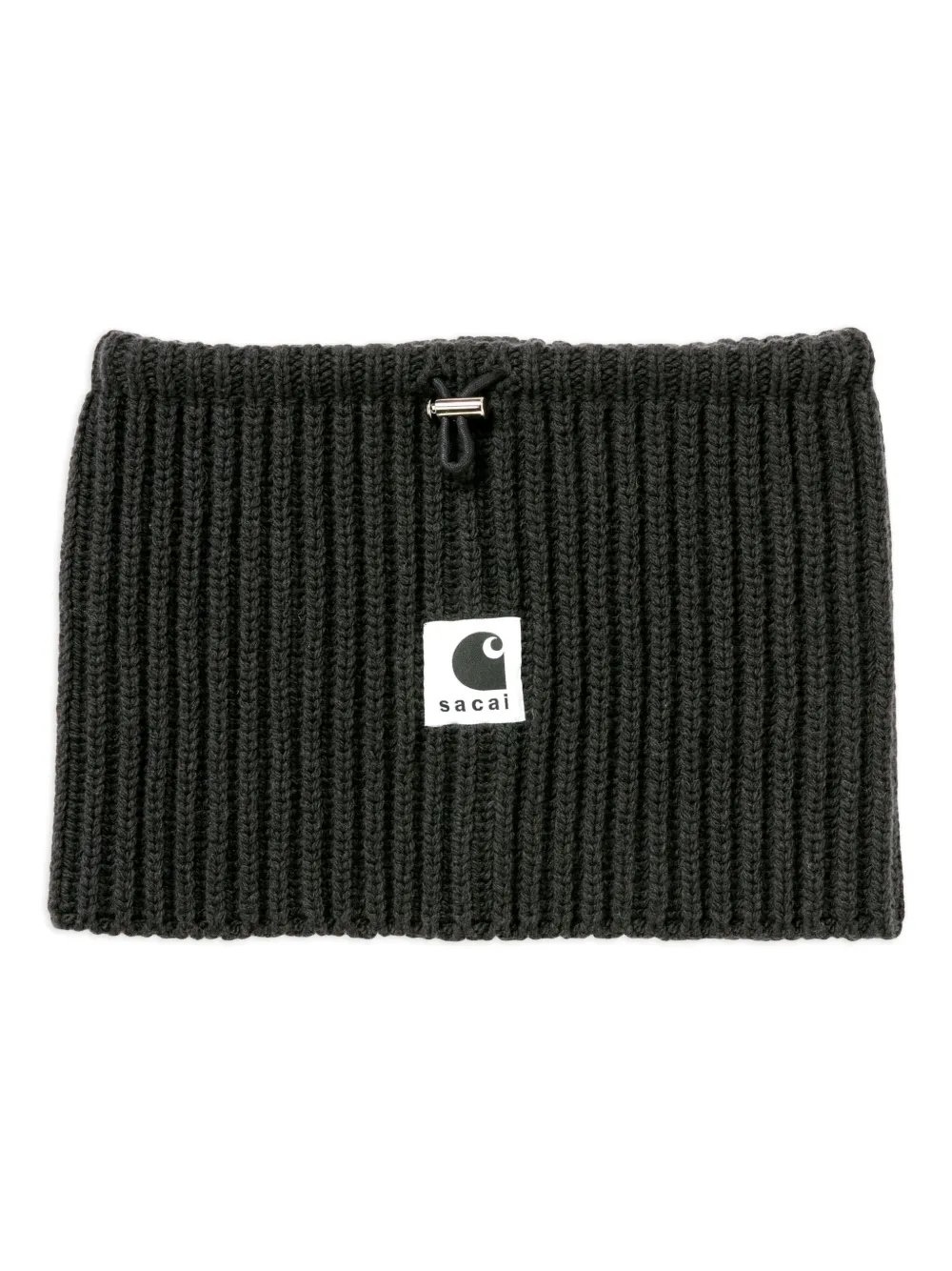 Carhartt WIP Sacai ribbed logo neck warmer | Black | Image 1