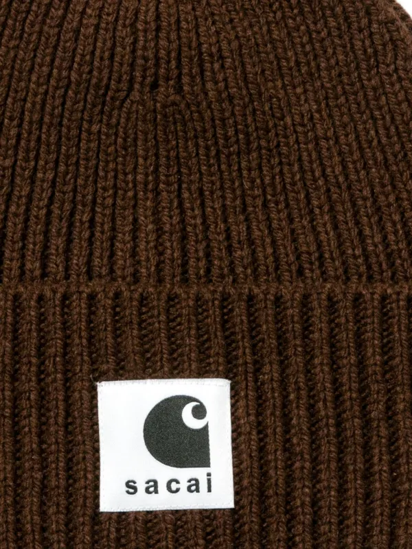Carhartt WIP Sacai Ribbed logo-patch Hat | Brown | FARFETCH
