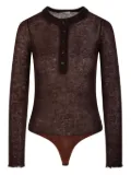 Haikure button-front long-sleeve bodysuit - Brown