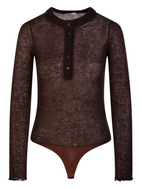 Haikure button-front long-sleeve bodysuit