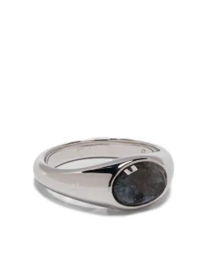 Tom Wood Oval Green Marble Ring | Silver | FARFETCH