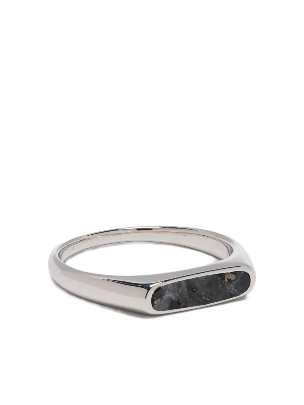Tom Wood larvikite sterling silver signet ring - シルバートーン Tom Wood larvikite sterling silver signet ring - シルバートーン