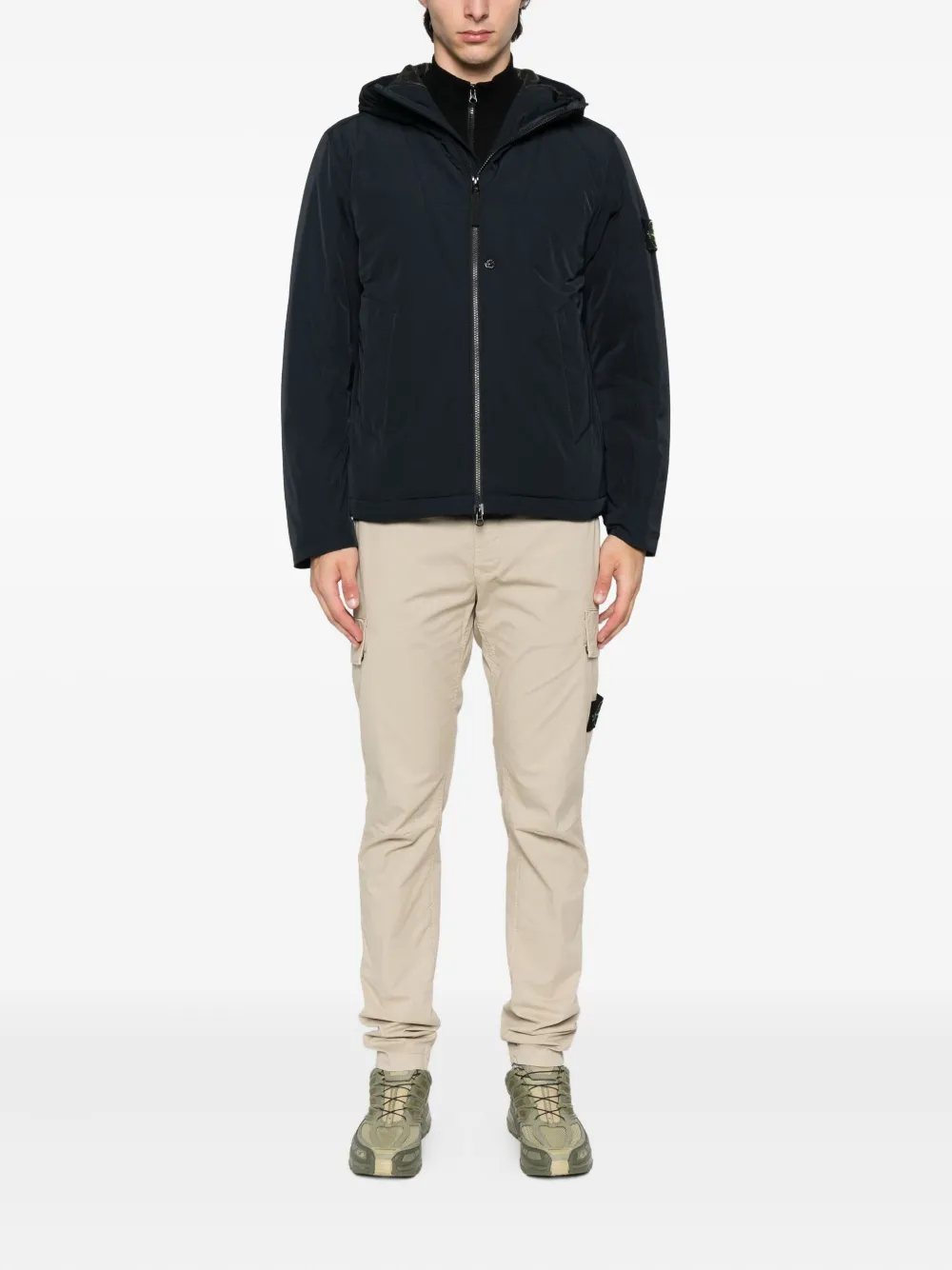 Stone Island hooded zip-front jacket Blauw