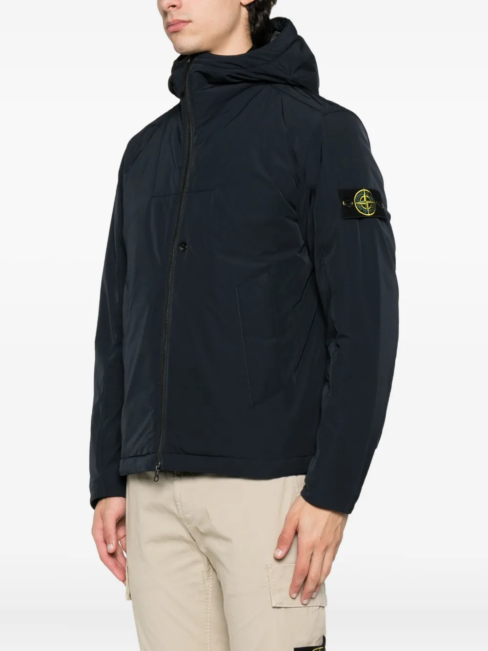 Stone Island hooded zip-front jacket Blauw