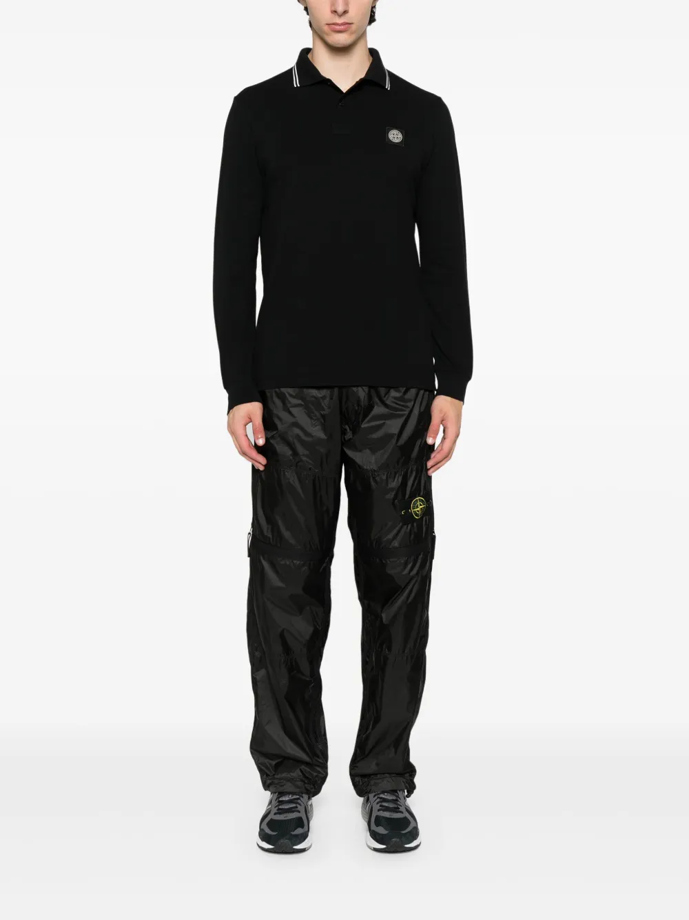 Stone Island long-sleeve logo polo shirt | Image 2