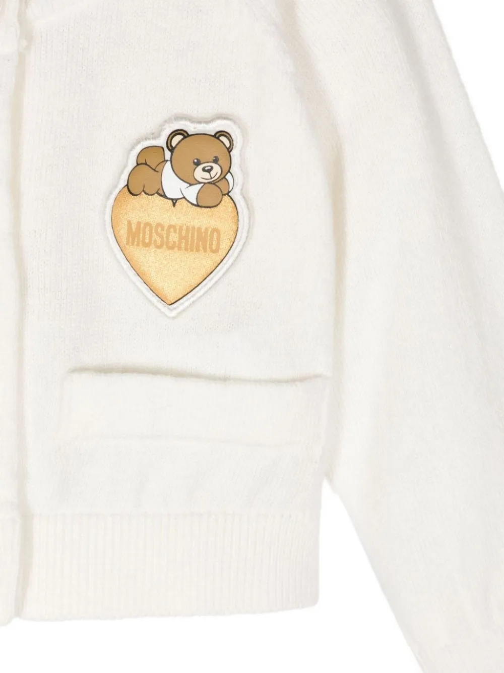 Moschino Kids Teddy Bear-patch cardigan Beige