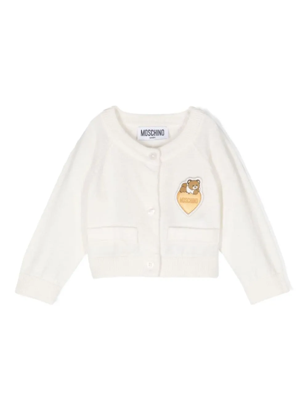 Moschino Kids Teddy Bear-patch cardigan Beige