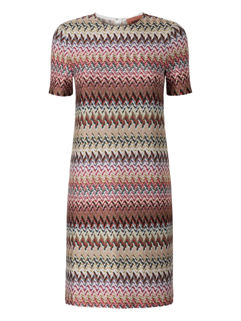 Missoni Zigzag-pattern Short-sleeve Mini Dress In Brown