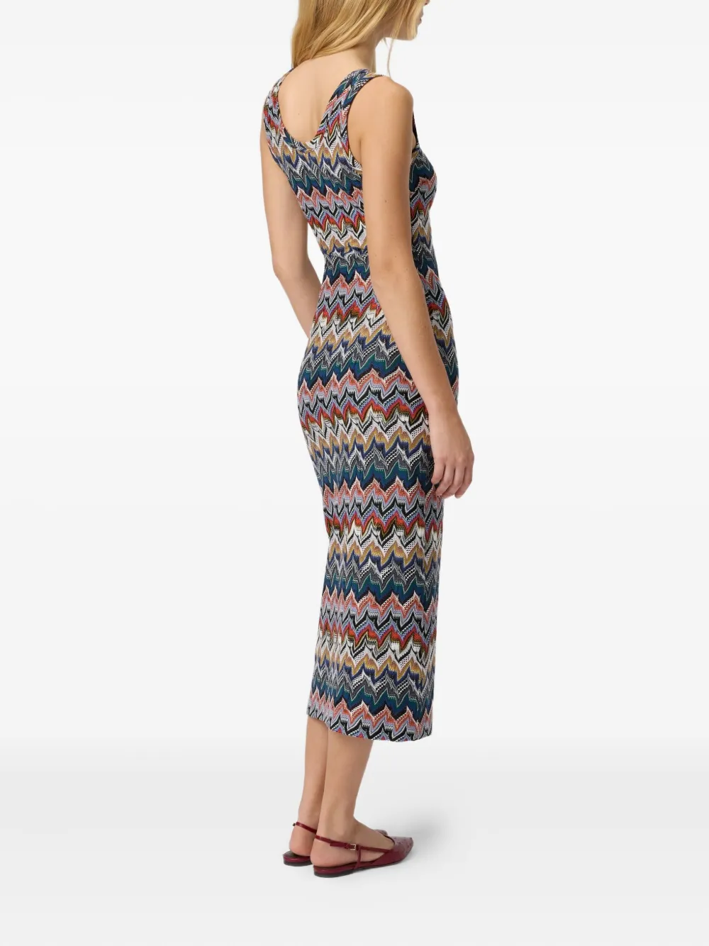 Missoni Zigzag Sleeveless Midi Dress In Multi
