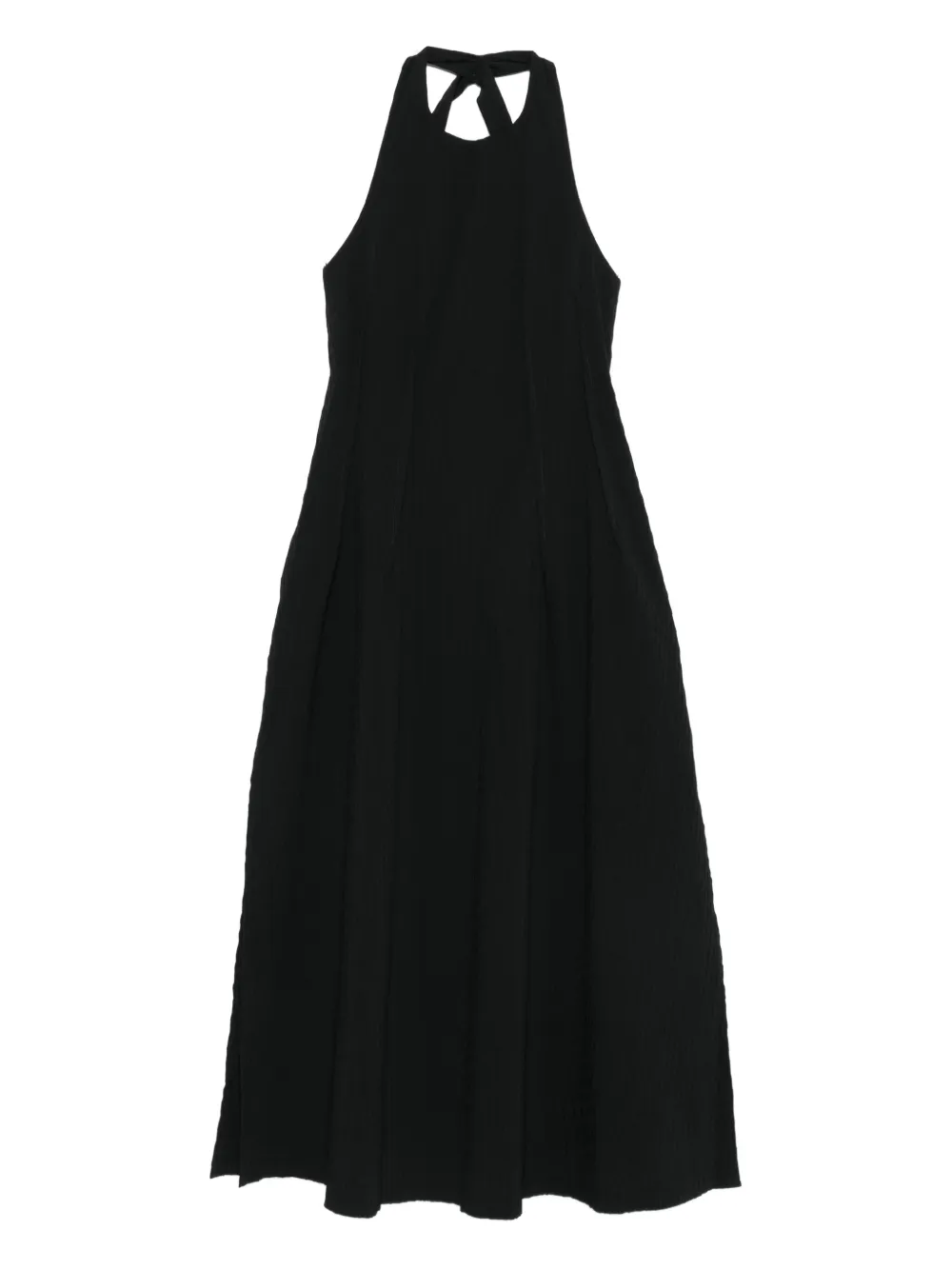 halter-neck pleated midi dress
