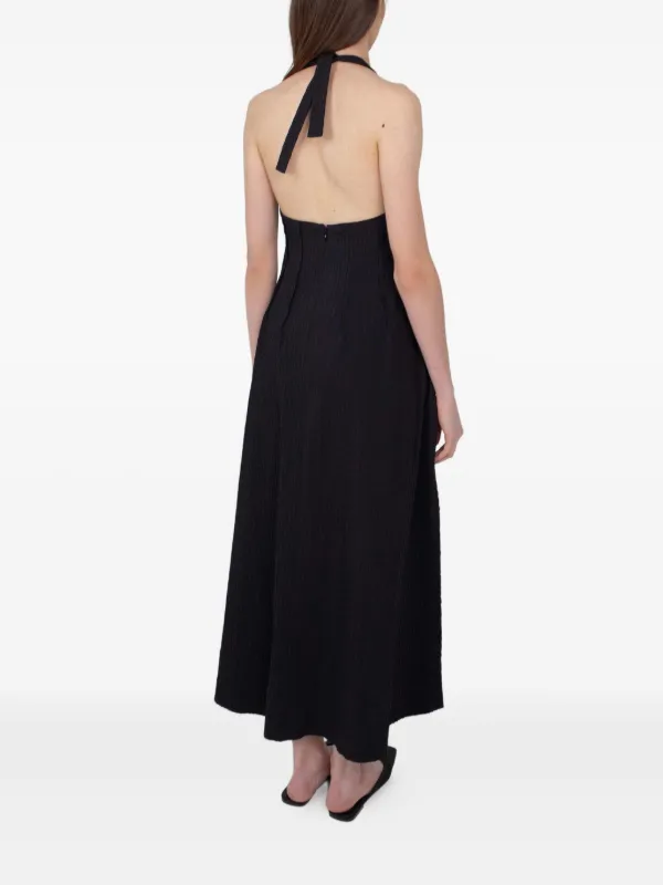 RXQUETTE halter-neck Pleated Midi Dress | Black | FARFETCH