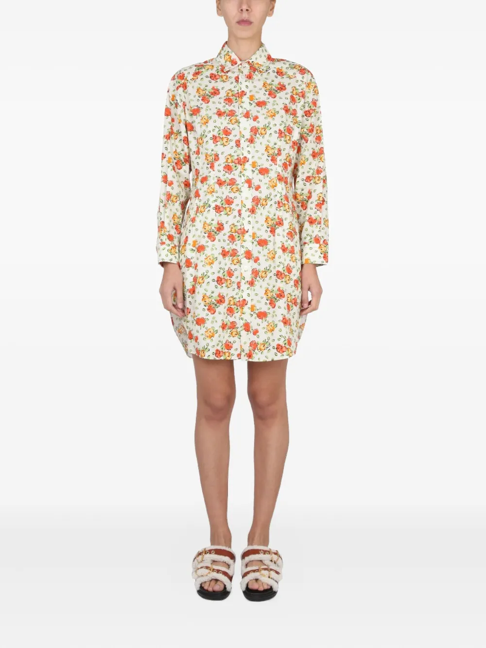 Marni floral-print shirt mini dress | Neutrals | Image 1