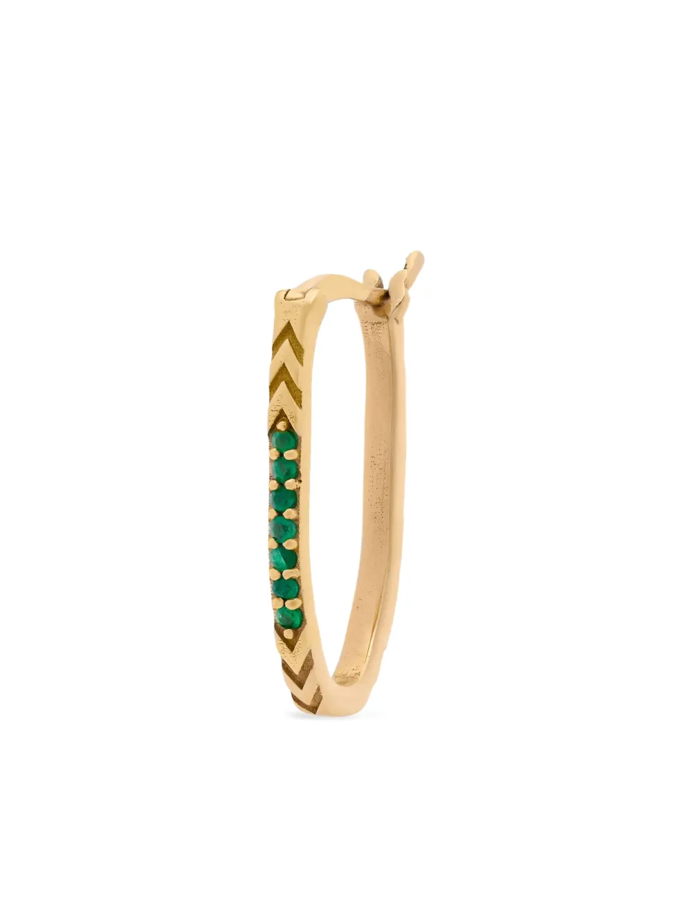 Foen 14K yellow gold small Mahuka emerald hoop earring | Fine Jewelry | Image 2