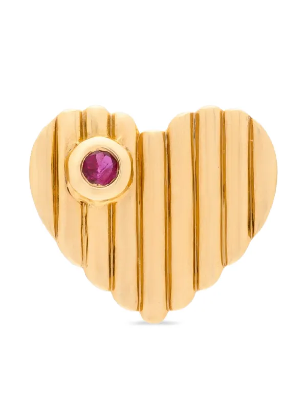 ルンルン！　18Kイエローゴールド Kalthams Pavilion Jewellery Heart Dot ルビー ピアス 18K