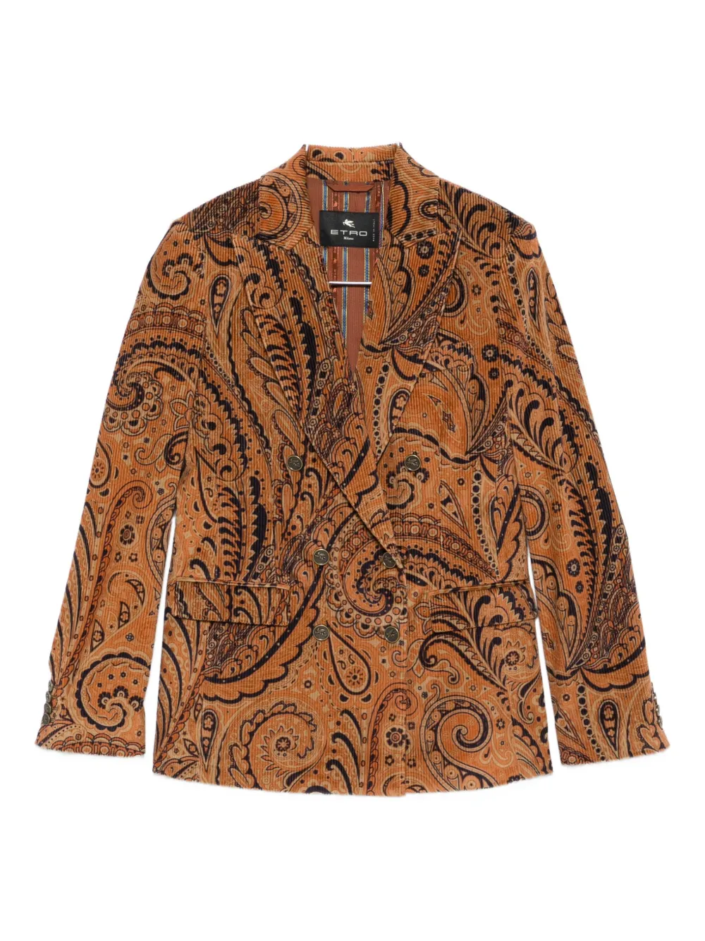 ETRO paisley-print double-breasted blazer Oranje