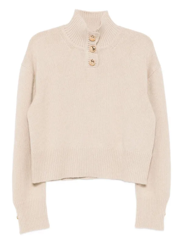 Brandon Maxwell Henley Sweater in Neutrals