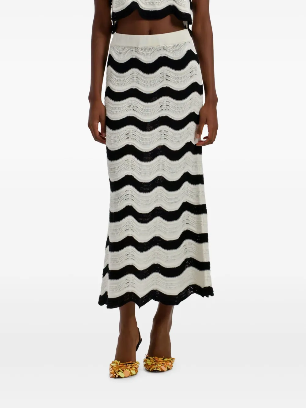 La DoubleJ wave-pattern knitted skirt | Black | Image 1