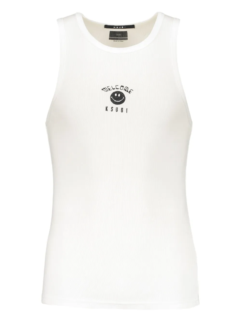 Ksubi ribbed smiley-face tank top Wit