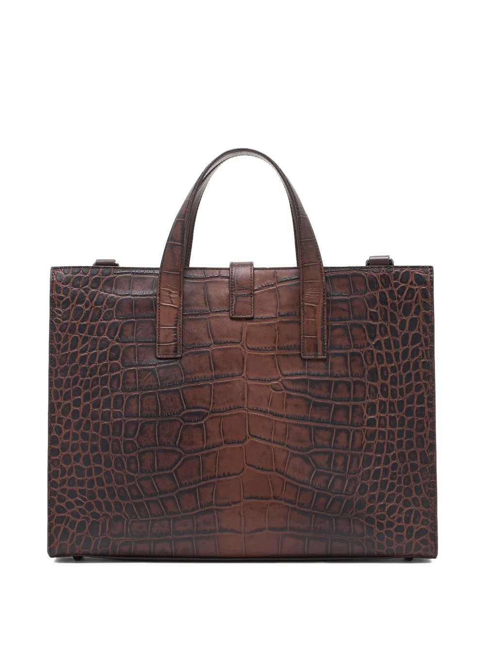 Emporio Armani Aktetas met krokodillen-reliëf en gesp Bruin