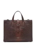 Emporio Armani crocodile-effect buckled briefcase - Brown