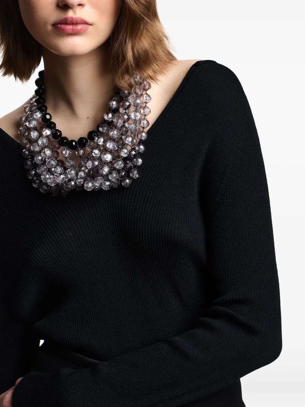 Emporio Armani Multistrand Necklace With Faceted Spheres In Metallic