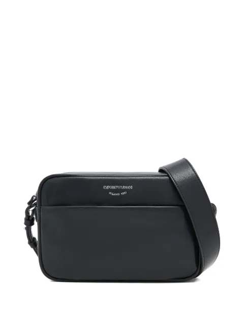 Emporio Armani logo-print leather shoulder bag